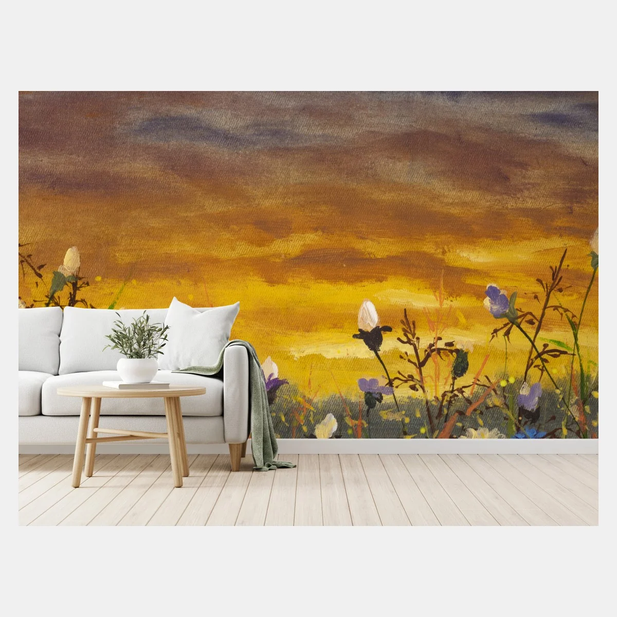 Fotomural atardecer en pradera de margaritas y acianos – Pixers® Fotomural atardecer en pradera de margaritas y acianos – Pixers®