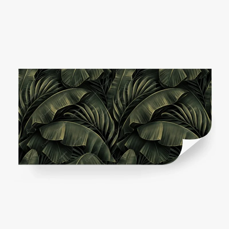 Fotomural hojas tropicales en verde oscuro