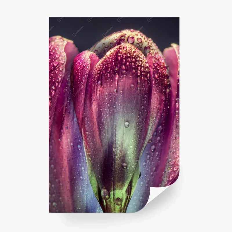 Fotomural capullo púrpura con gotas de rocío