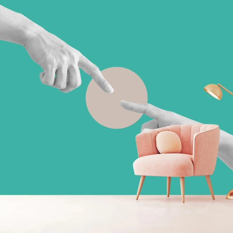 Fotomural conexión de dedos minimalista