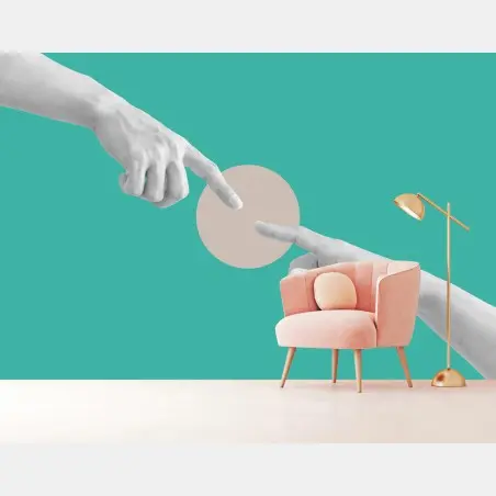 Fotomural conexión de dedos minimalista – Pixers®