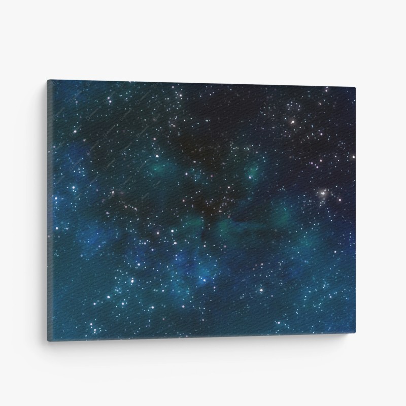 Cuadro en lienzo cielo estrellado con nebulosas azules