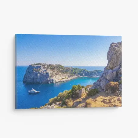 Cuadro en lienzo bahía turquesa de Anthony Quinn en Faliraki, Rodas, Grecia – Pixers®
