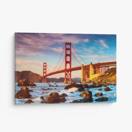 Cuadro en lienzo puente Golden Gate al atardecer – Pixers®