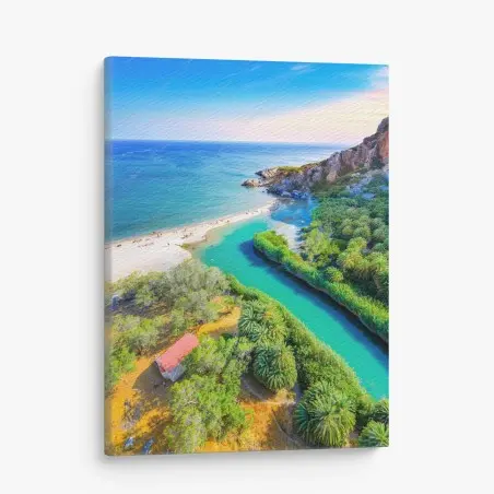 Cuadro en lienzo paisaje costero turquesa con palmeras – Pixers®