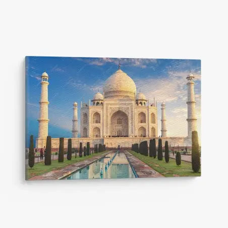 Cuadro en lienzo Taj Mahal al amanecer en Agra – Pixers®