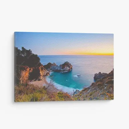 Cuadro en lienzo atardecer en cala rocosa – Pixers®