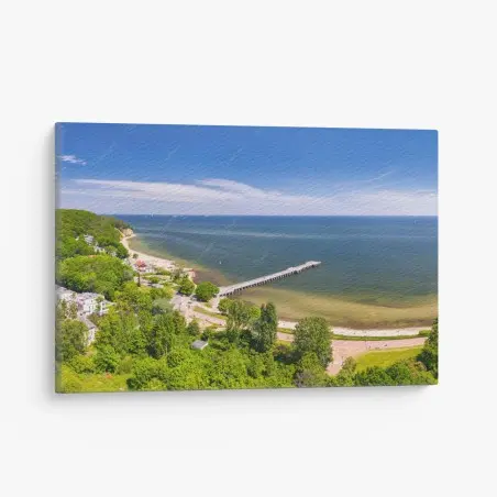 Cuadro en lienzo vista aérea de la playa y el muelle en Gdynia Orłowo, Mar Báltico – Pixers®