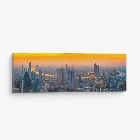 Cuadro en lienzo panorámica urbana al atardecer – Pixers®
