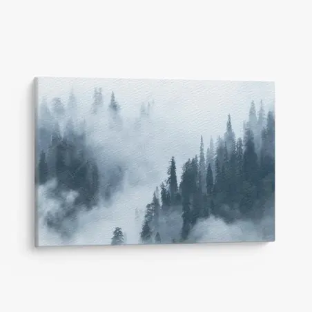 Cuadro en lienzo bosque de coníferas entre niebla – Pixers®