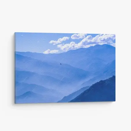 Cuadro en lienzo paisaje de montañas azules en capas – Pixers®