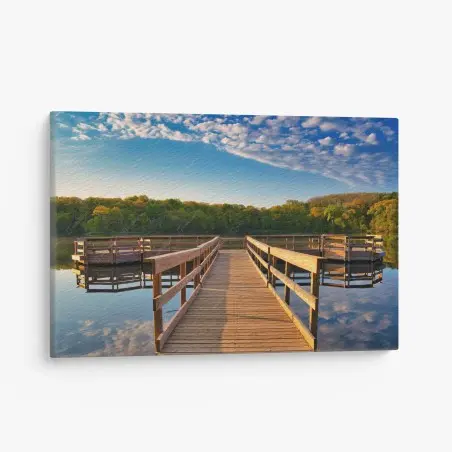 Cuadro en lienzo muelle de madera al amanecer – Pixers®