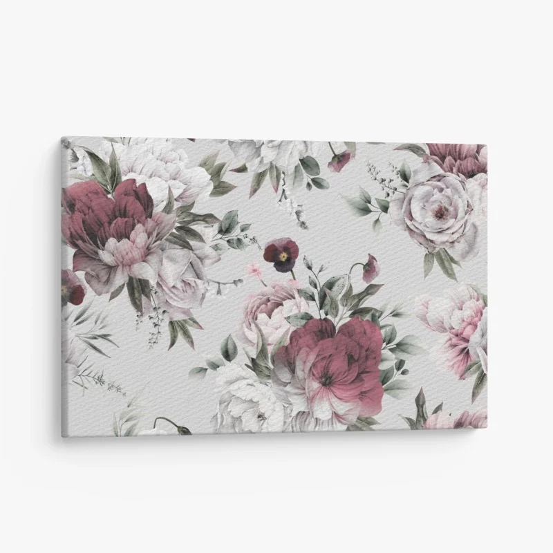 Cuadro en lienzo patrón floral romántico en acuarela