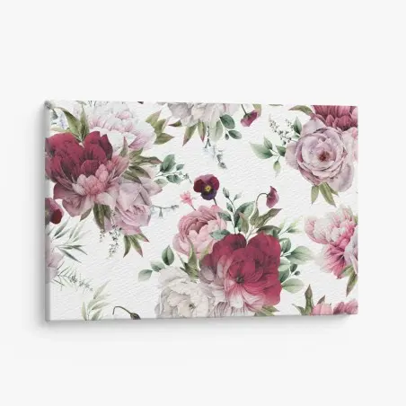 Cuadro en lienzo patrón floral de peonías en acuarela – Pixers®