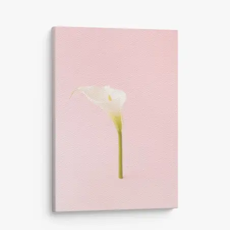 Cuadro en lienzo cala blanca minimalista sobre fondo rosa – Pixers®