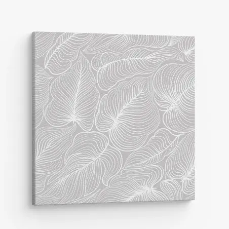 Cuadro en lienzo patrón floral retro en líneas blancas sobre gris – Pixers®