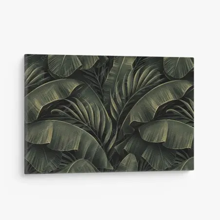 Cuadro en lienzo hojas tropicales en verde oscuro – Pixers®