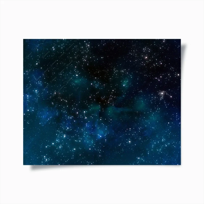 Póster cielo estrellado con nebulosas azules