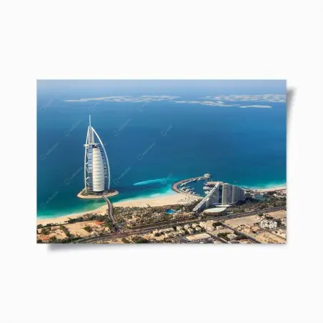 Póster vista aérea de Dubai y su costa turquesa – Pixers®