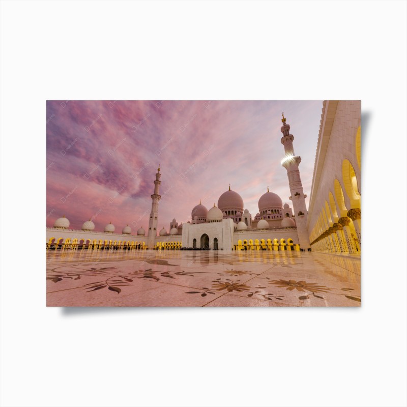 Póster mezquita Sheikh Zayed al atardecer