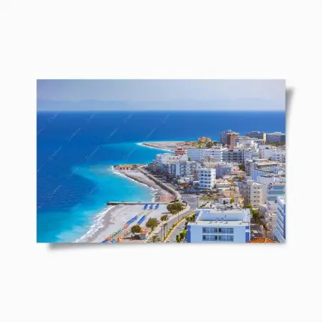 Póster playa de sombrillas en Rodas – Pixers®