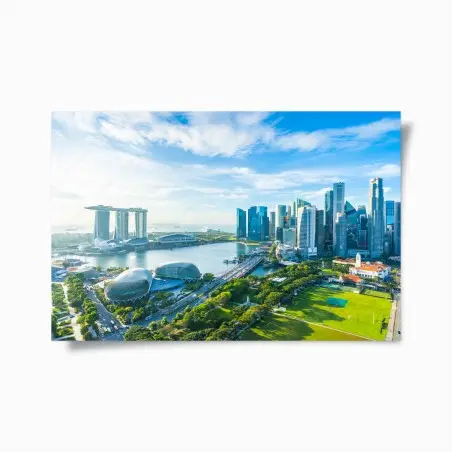 Póster panorámica urbana de Singapur junto a la bahía – Pixers®