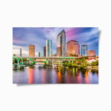 Póster paisaje urbano de Tampa al atardecer – Pixers®