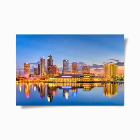 Póster impresionante skyline de Tampa al atardecer – Pixers®