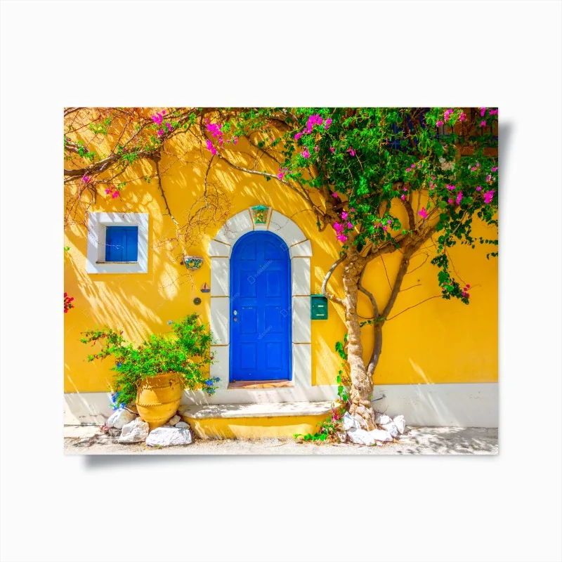 Póster puerta azul en Assos, Kefalonia