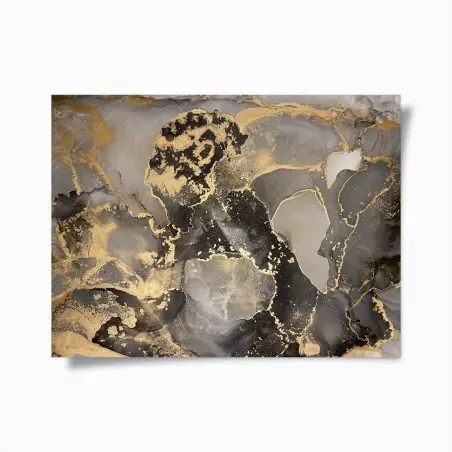 Póster arte abstracto en negro y dorado con textura metálica – Pixers®