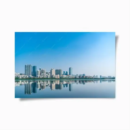 Póster panorama urbano con reflejo en el agua – Pixers®