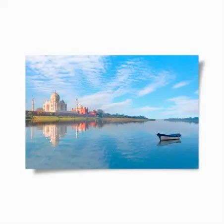 Póster reflejo sereno del Taj Mahal al amanecer – Pixers®