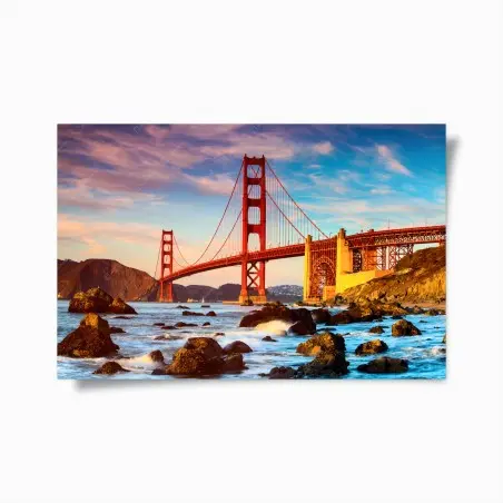 Póster puente Golden Gate al atardecer – Pixers®