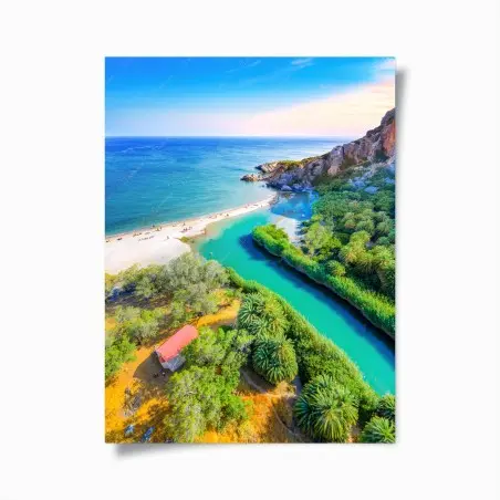 Póster paisaje costero turquesa con palmeras – Pixers®