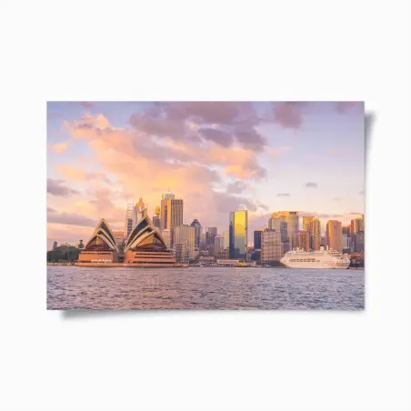Póster atardecer dorado en Sydney: horizonte icónico – Pixers®