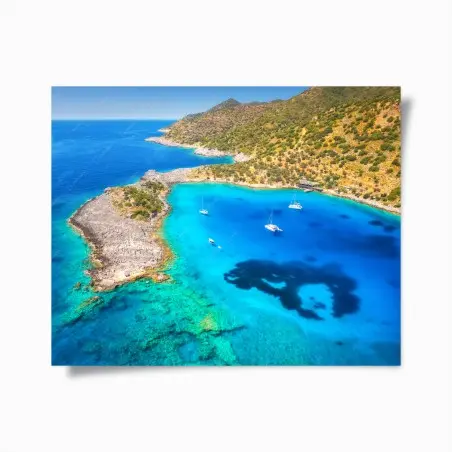 Póster cala turquesa desde las alturas – Pixers®