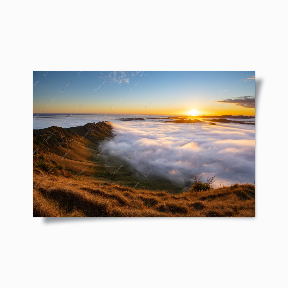 Póster amanecer sobre valle de niebla – Pixers®