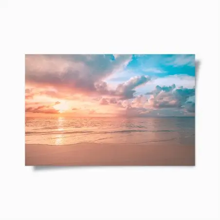 Póster puesta de sol en tonos pastel sobre la playa – Pixers®