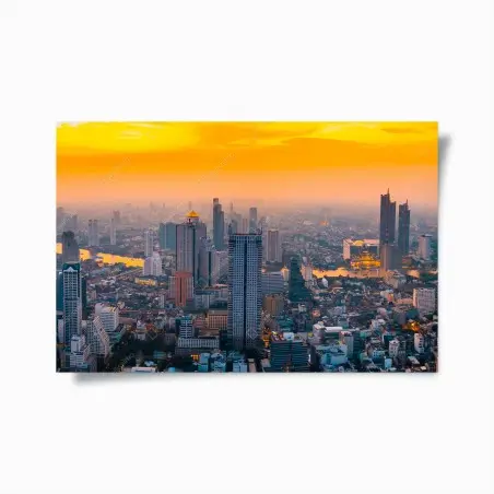 Póster panorámica urbana al atardecer – Pixers®