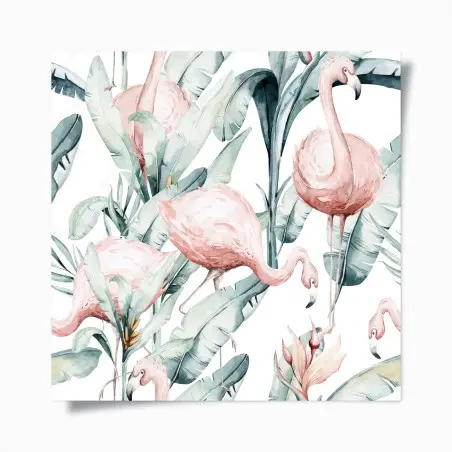 Póster jardín de flamencos en acuarela – Pixers®