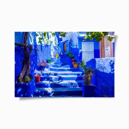 Póster escaleras azules de Chefchaouen – Pixers®
