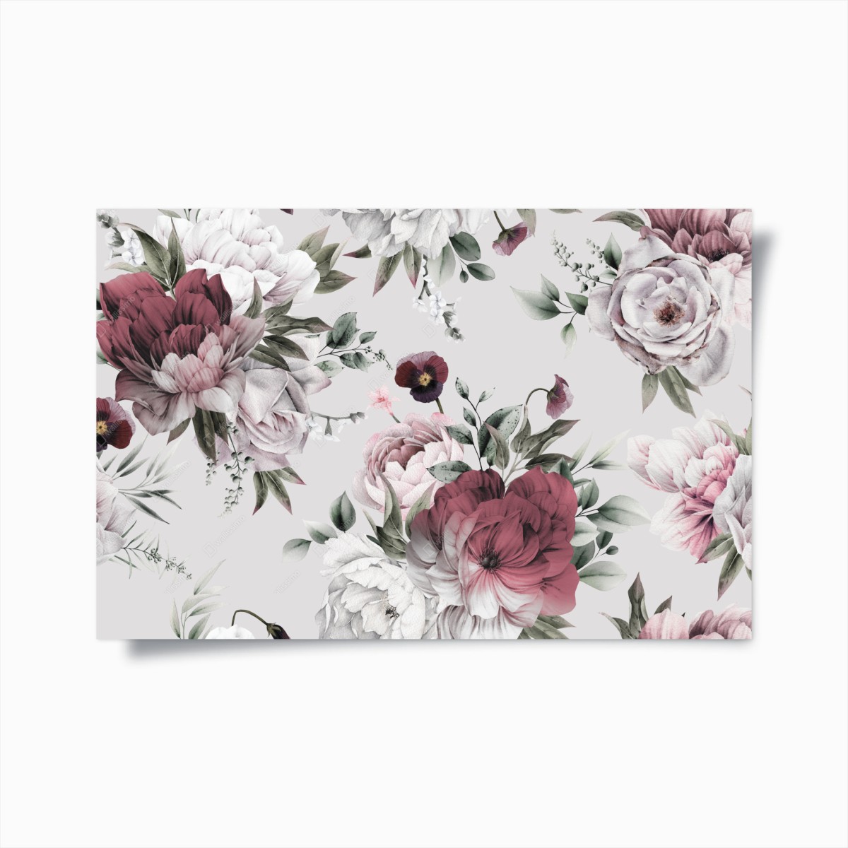 Póster patrón floral romántico en acuarela – Pixers®