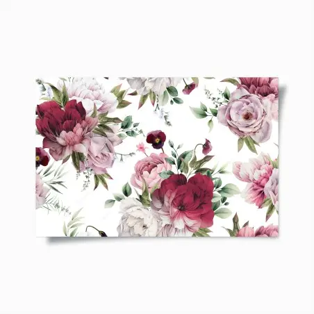 Póster patrón floral de peonías en acuarela – Pixers®