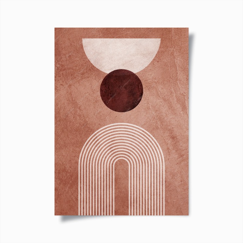 Póster composición geométrica en tonos terracota