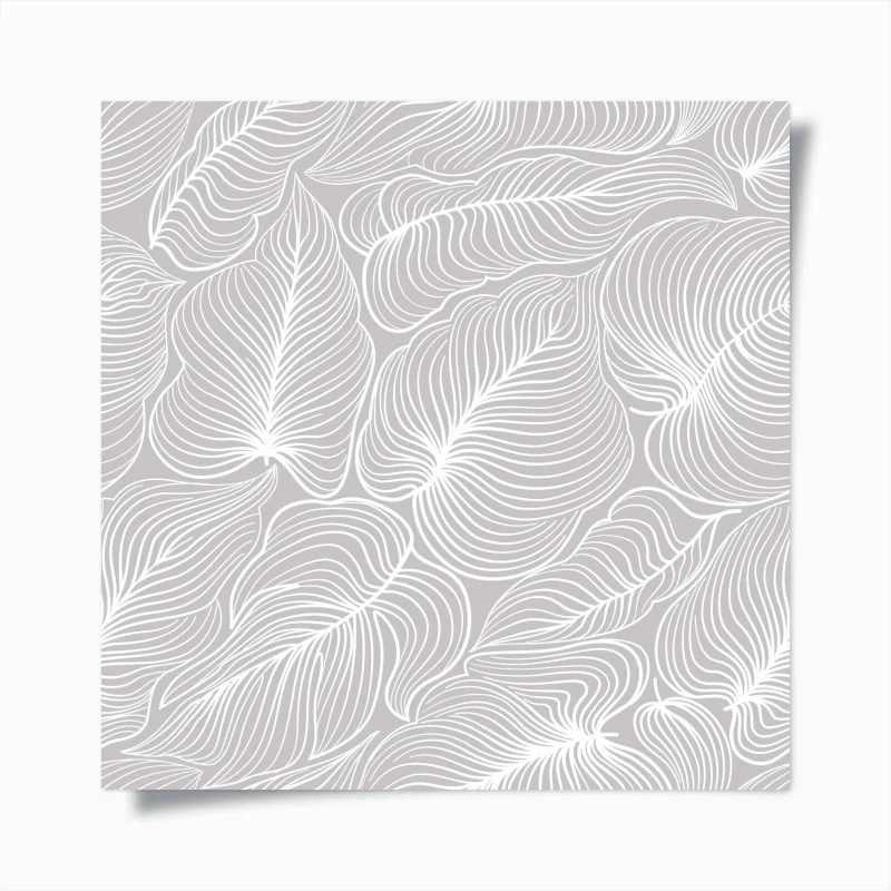 Póster patrón floral retro en líneas blancas sobre gris
