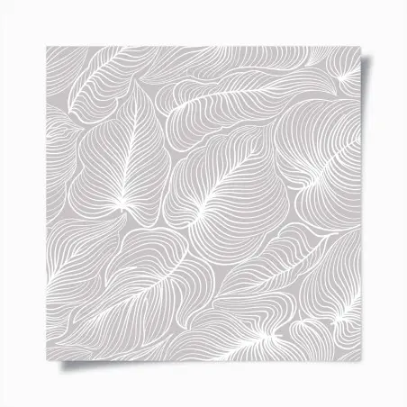 Póster patrón floral retro en líneas blancas sobre gris – Pixers®