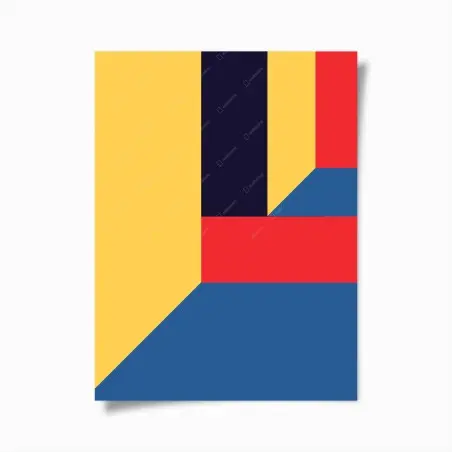Póster composición geométrica estilo Mondrian en perspectiva – Pixers®