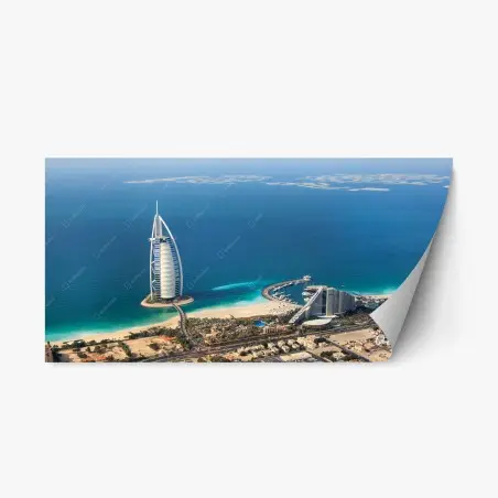 Pegatina reposicionable vista aérea de Dubai y su costa turquesa – Pixers®
