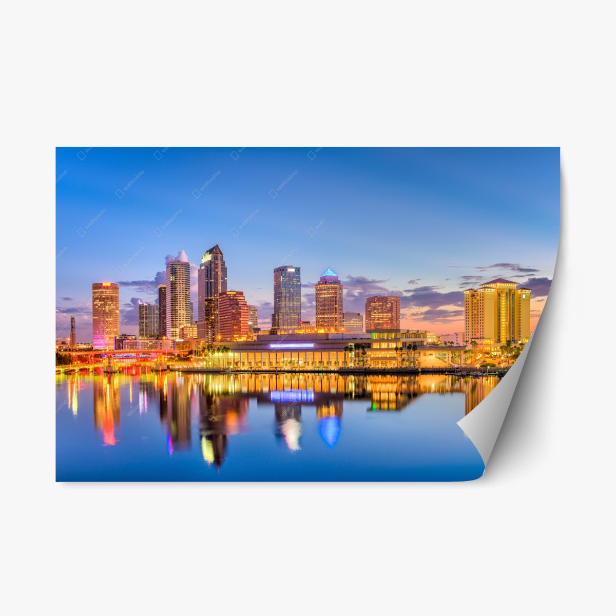 Pegatina reposicionable impresionante skyline de Tampa al atardecer – Pixers®