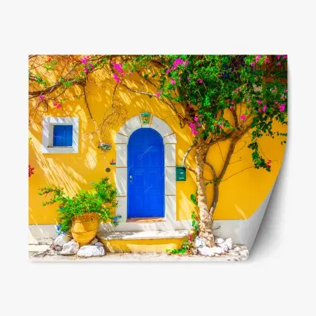 Pegatina reposicionable puerta azul en Assos, Kefalonia – Pixers®